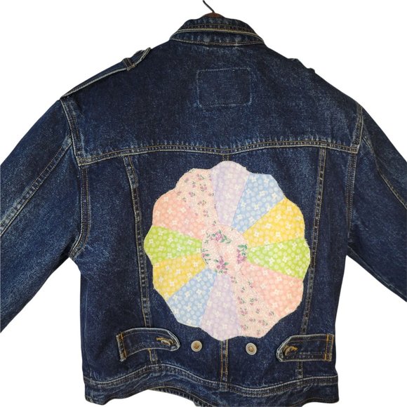 Helium Denim Mens Unisex Jacket Medium Quilt Patchwork Detail 100% cotton Indigo - Picture 8 of 10